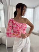 Bluzka CINTIA print - różowa