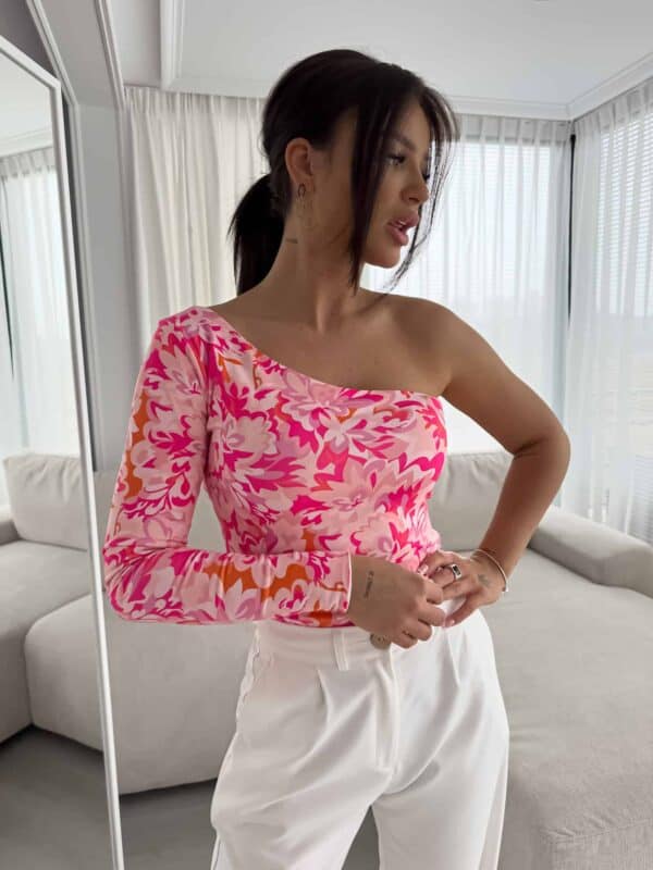 Bluzka CINTIA print - różowa