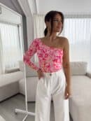 Bluzka CINTIA print - różowa