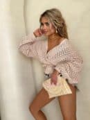 Kimono AŻUROWE jodełka - jasny beż Kimono AŻUROWE jodełka - jasny beż