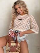 Bluzka MARMARIS koronka print little flowers – jasny beż