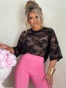 Bluzka MARMARIS koronka print big flowers – czarna