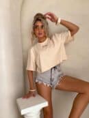 T-shirt pudełkowy ALLO - waniliowy