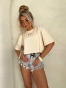 T-shirt pudełkowy ALLO - waniliowy