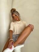 T-shirt pudełkowy ALLO - waniliowy