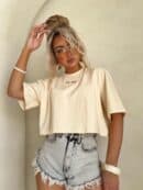 T-shirt pudełkowy ALLO - waniliowy