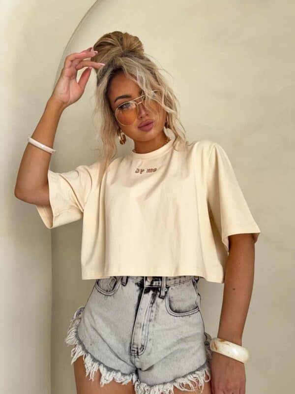 T-shirt pudełkowy ALLO - waniliowy