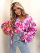 Bluzka KAIRA print róża – fuksja