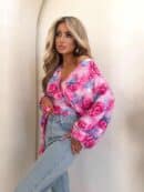 Bluzka KAIRA print róża – fuksja