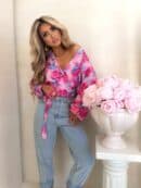 Bluzka KAIRA print róża – fuksja