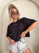 T-shirt pudełkowy ALLO - czarny