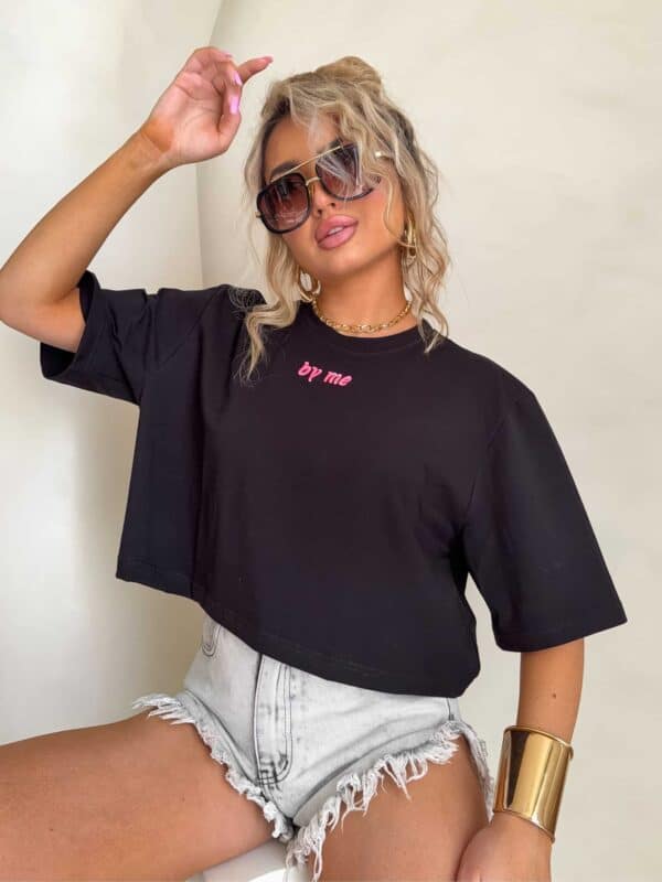 T-shirt pudełkowy ALLO - czarny