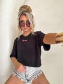 T-shirt pudełkowy ALLO - czarny