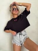 T-shirt pudełkowy ALLO - czarny