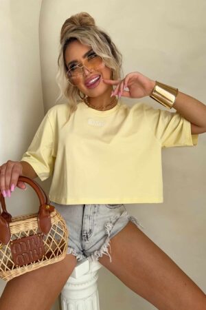 T-shirt pudełkowy ALLO - bananowy