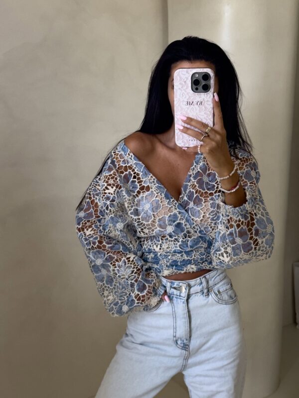 Kimono AŻUROWE  - niebieski