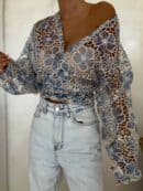 Kimono AŻUROWE  - niebieski