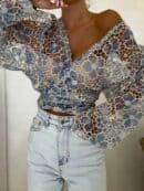 Kimono AŻUROWE  - niebieski