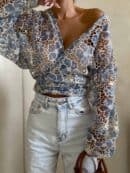 Kimono AŻUROWE  - niebieski