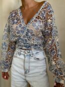 Kimono AŻUROWE  - niebieski