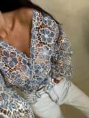 Kimono AŻUROWE  - niebieski