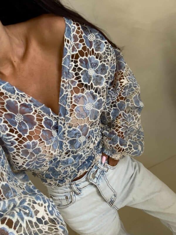 Kimono AŻUROWE  - niebieski