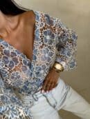 Kimono AŻUROWE  - niebieski