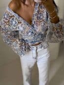 Kimono AŻUROWE  - niebieski