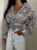 Kimono AŻUROWE  - niebieski