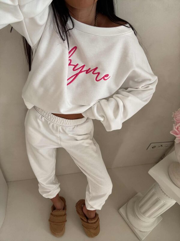 Bluza dresowa LOGO  – ecru-różowy