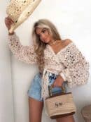 Kimono AŻUROWE NEW koła - jasny beż