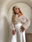 Kimono AŻUROWE NEW koła - jasny beż