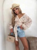 Kimono AŻUROWE NEW koła - jasny beż