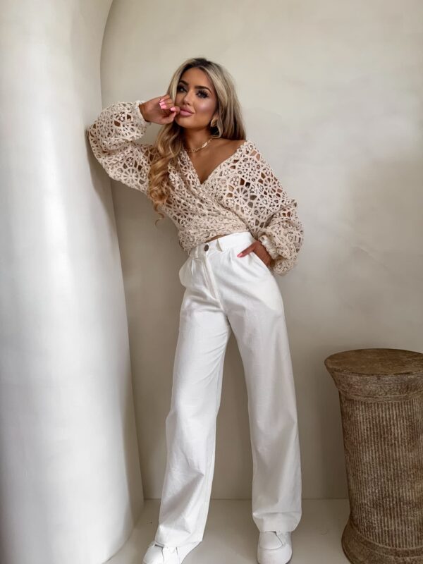 Kimono AŻUROWE NEW koła - jasny beż