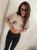 T-shirt MUSSELS - ciemny beż