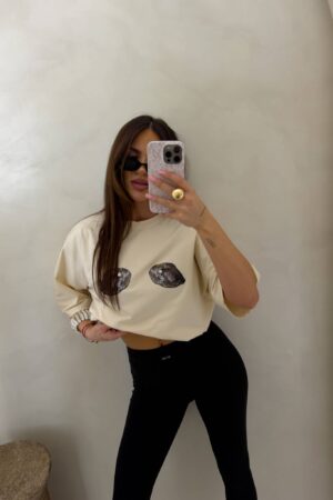 T-shirt MUSSELS - jasny beż