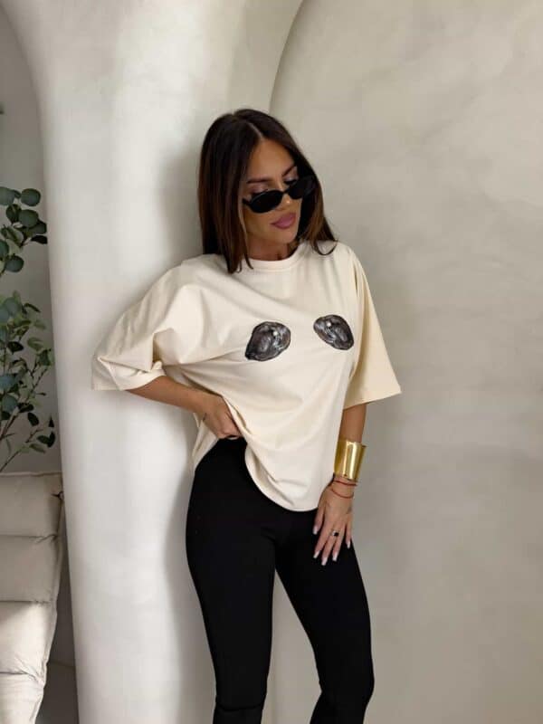 T-shirt MUSSELS - jasny beż