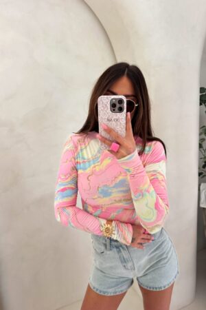 Bluzka SKIN MARMUREK – jasny róż