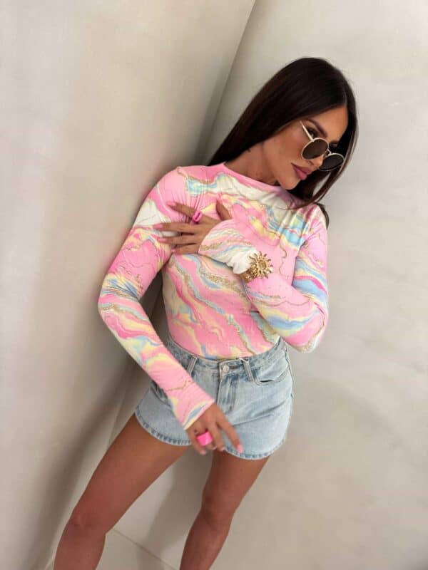 Bluzka SKIN MARMUREK – jasny róż