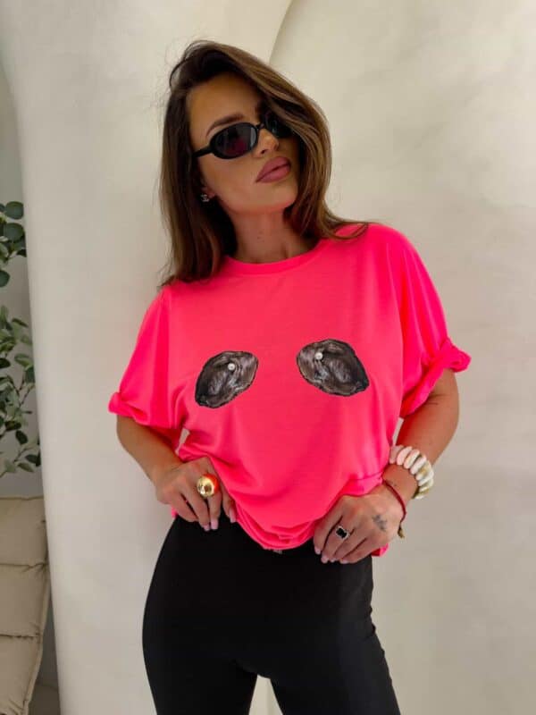 T-shirt MUSSELS - neon róż