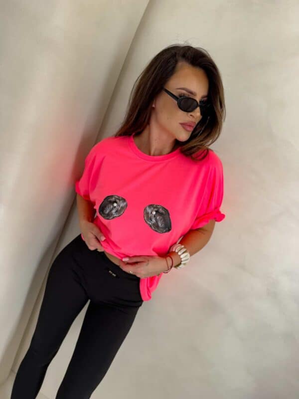 T-shirt MUSSELS - neon róż