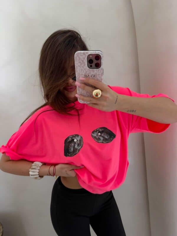 T-shirt MUSSELS - neon róż