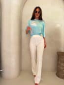 Bluzka MARMARIS print marmurek - lazur