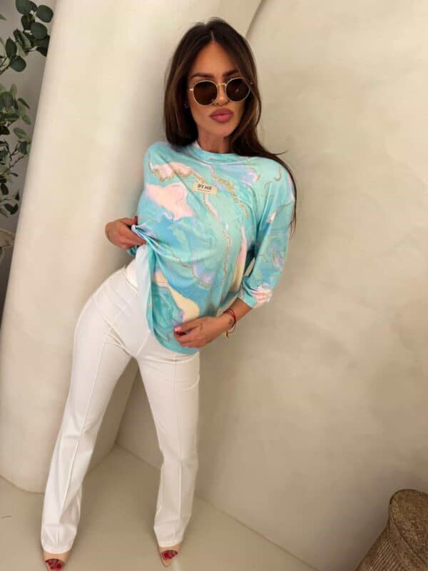 Bluzka MARMARIS print marmurek - lazur