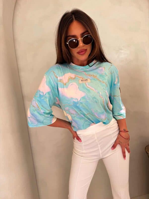 Bluzka MARMARIS print marmurek - lazur