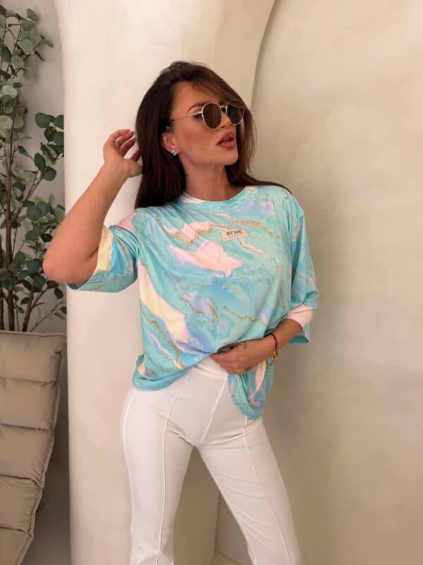 Bluzka MARMARIS print marmurek - lazur