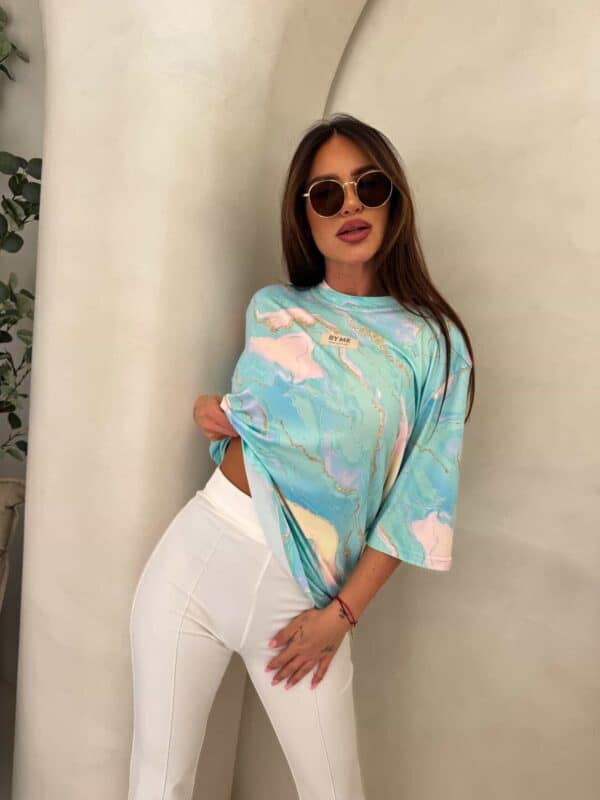 Bluzka MARMARIS print marmurek - lazur