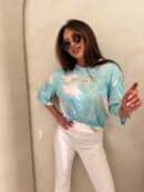 Bluzka MARMARIS print marmurek - lazur