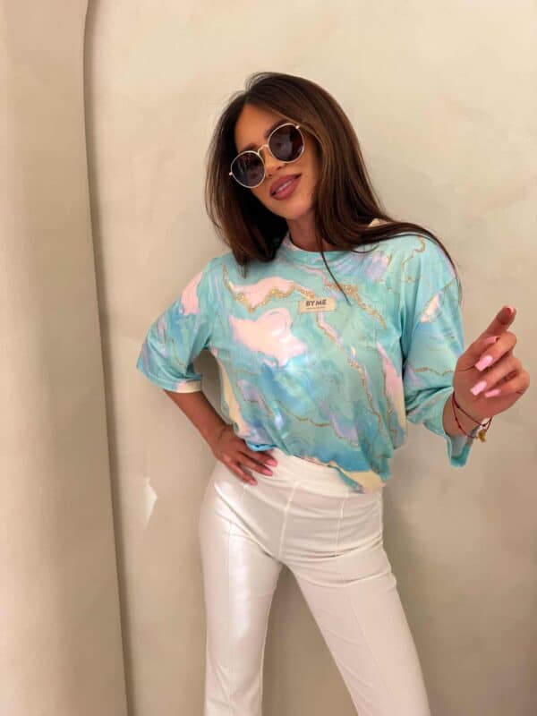 Bluzka MARMARIS print marmurek - lazur