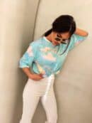 Bluzka MARMARIS print marmurek - lazur